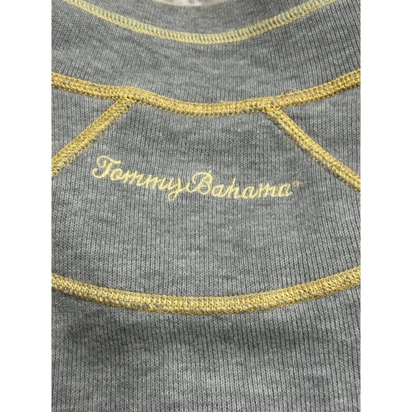 Tommy Bahama Mens Thermal Sweater Size Large Gray Yellow Long Sleeve 1/4 Zip EUC - Picture 8 of 8